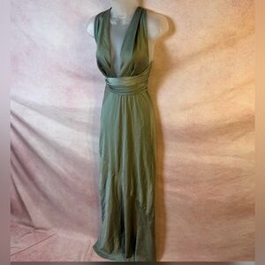Princess Polly full length sage green stain dress